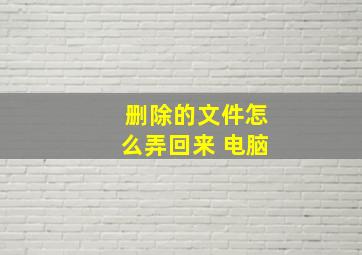 删除的文件怎么弄回来 电脑